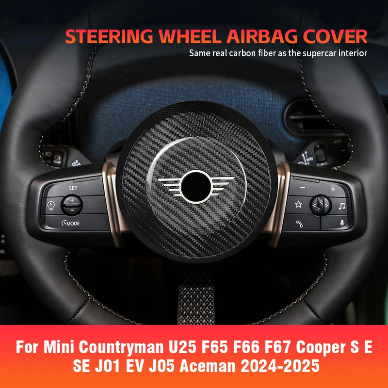 

Для Mini Countryman U25 F65 F66 F67 Cooper S SE J01 EV J05 Aceman 2024 2025 наклейка на крышку рулевого колеса автомобиля из углеродного волокна