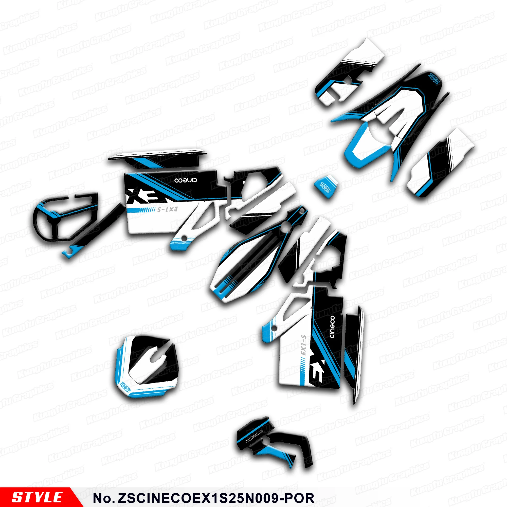 

JY RACING Motorcycle Stickers Durable Vinyl for CINECO EX1-S EX1-RPO Graphics Sheet, ZSCINECOEX1S25N009-POR