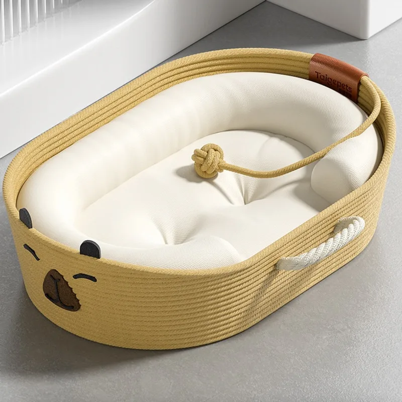 

Кровать для кошек из ротанга, летняя всесезонная когтеточка для кошек, очень большая спальная кровать в стиле регдолл, плетеная корзина для кошек, кровать для собак