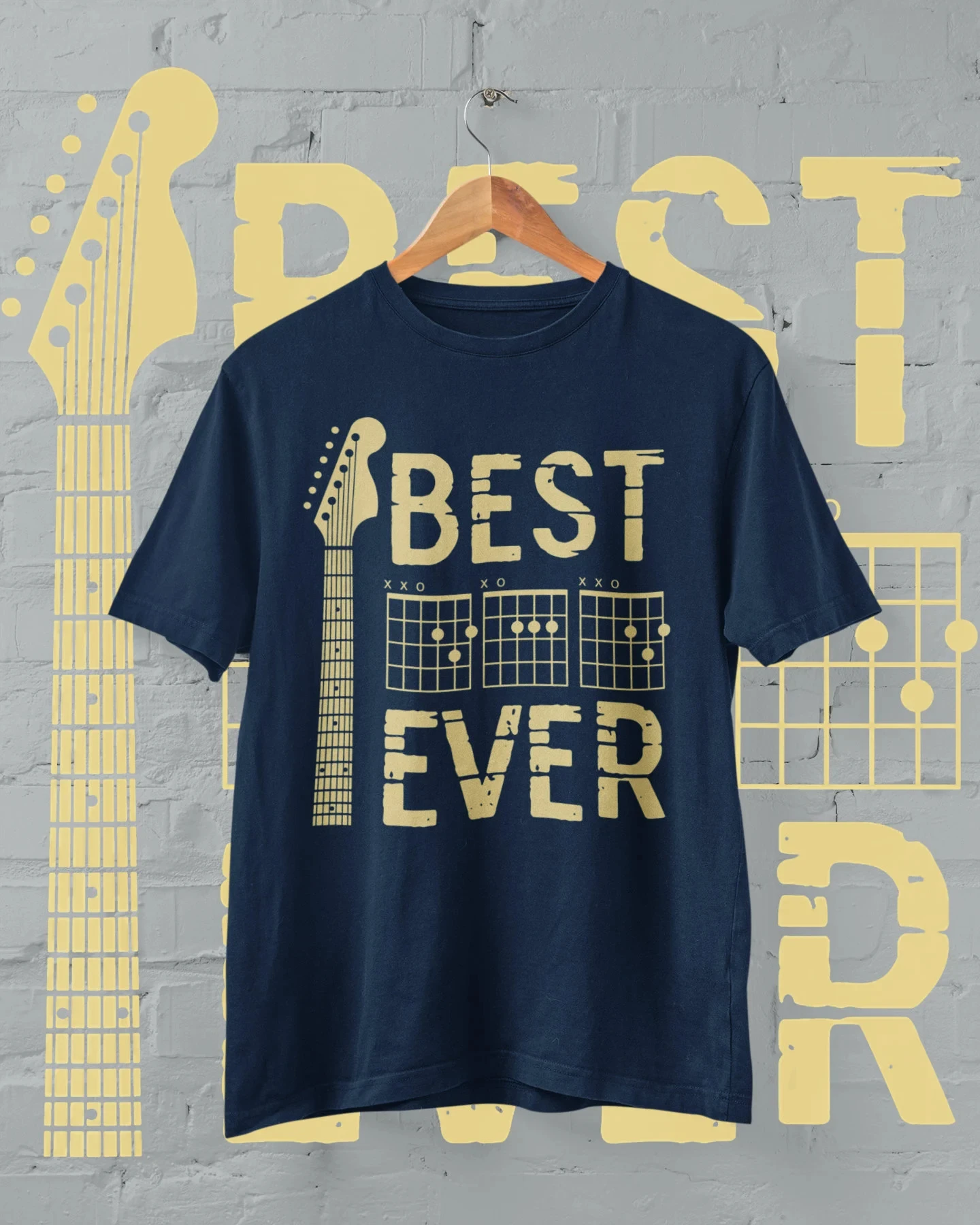 The Best Dad with Guitar Chords Spell Dad Fun Guitar T-shirt for Dad G3 Comfortable Breathable for Everyday men clothing