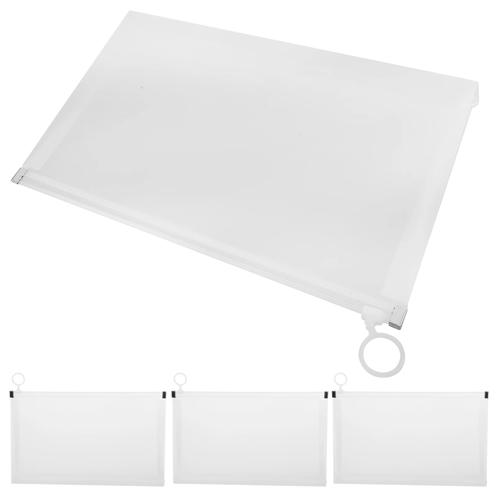 

4pcs Receipt Bags Zipper File Pouch Large Capacity Transparent File Organizer Document Holder For Office School