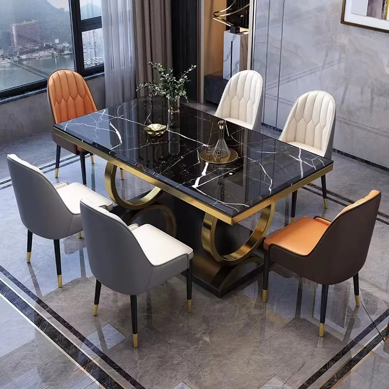 Popular Italian Style Home Dining Table Modern Light Luxury Dinner Table New Marble Square Dinner Table For Dinning Room