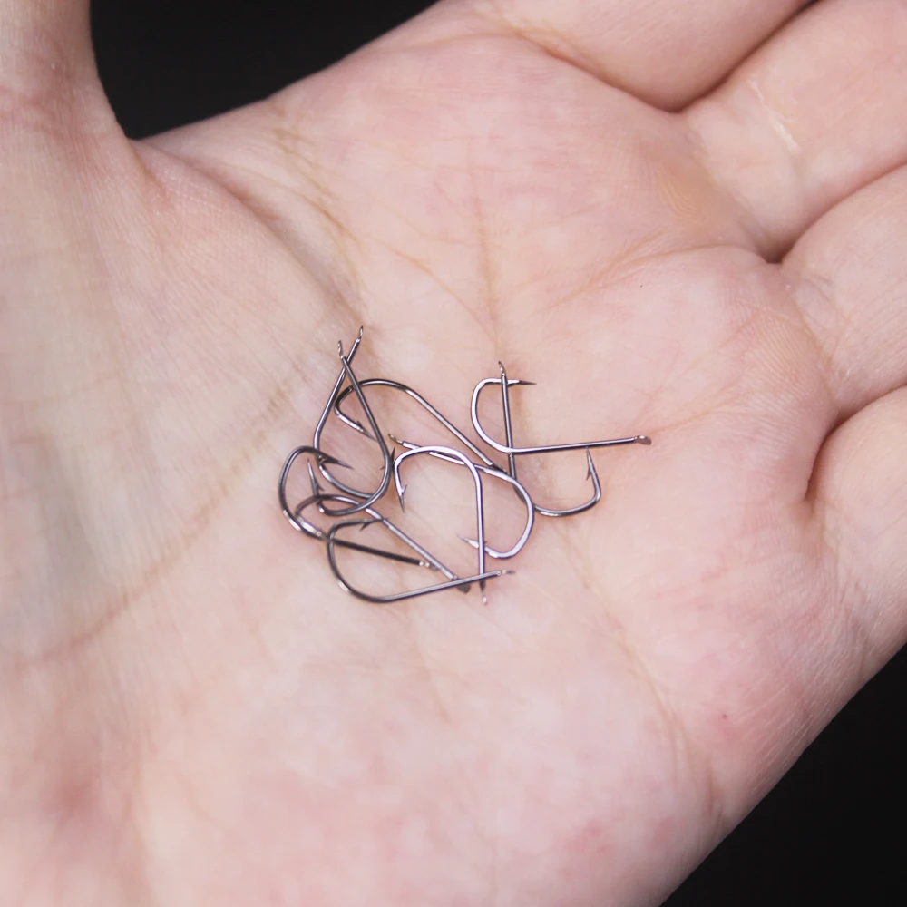 20pcs/lots Batch Sode Fishing Hook Size 1-8# Black Barbed High Carbon Steel Sharpening Bait Fishing Tackle Strong
