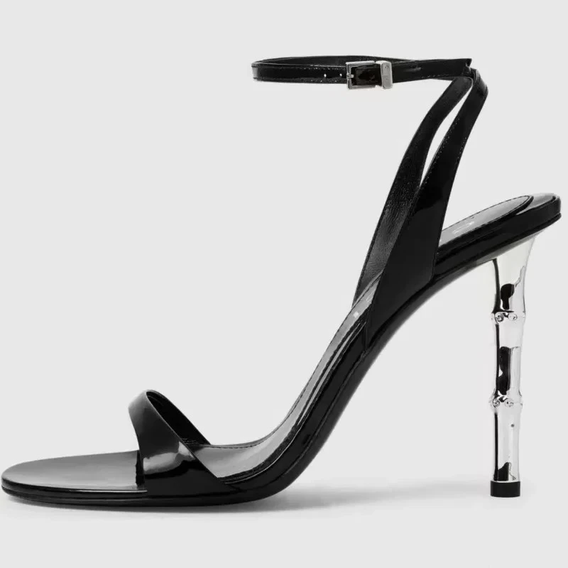 

Сексуальные женские летние черные туфли на каблуке с открытым носком и круглым носком, дизайнерские сандалии, роскошные банкетные элегантные вечерние туфли с обнаженным ремешком, Sandalias Mujer