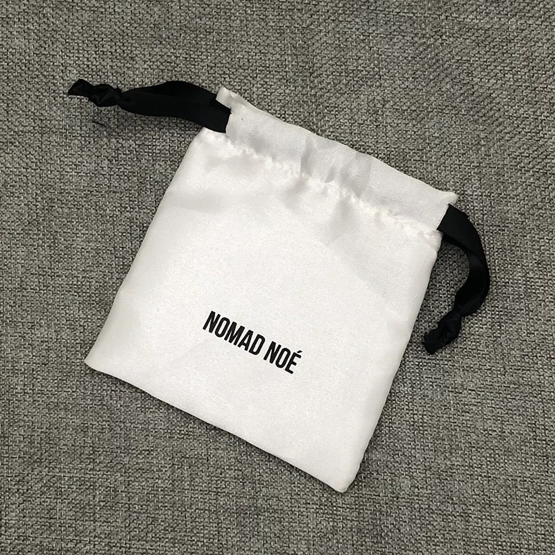 50pcs Personalized Satin Bag for Jewelry Packaging Print Name Drawstring Pouch Party Silk Bags Custom Logo Favors Eye Mask Bag