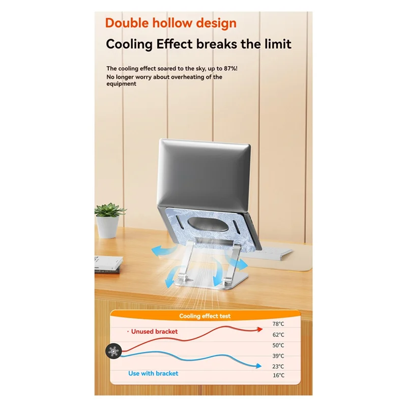 

Adjustable Aluminum Alloy Stand For Tablets & Laptops Up To 17 Inches, Portable Folding Cooling Support