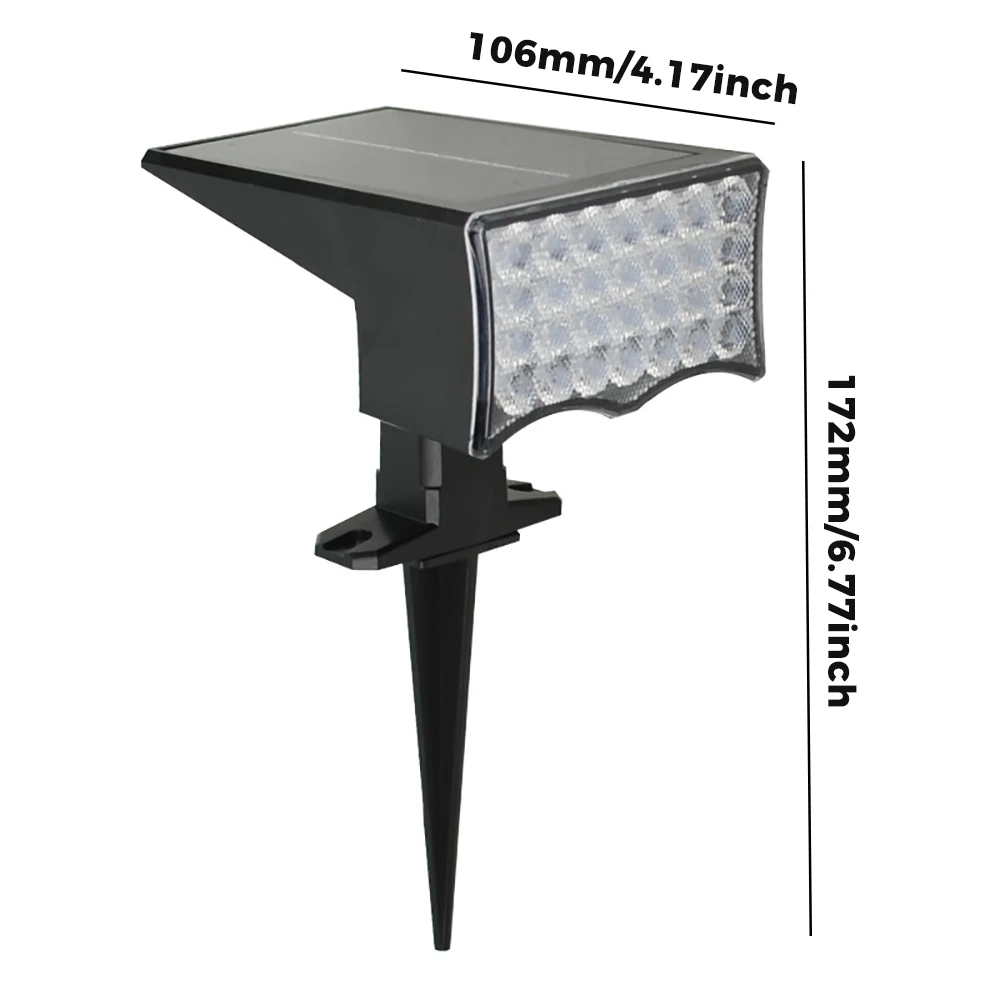 2 قطعة مصابيح كاشفة تعمل بالطاقة الشمسية مقاومة للماء في الهواء الطلق، 28 LED، 120 °   رأس إضاءة قابل للتعديل، أضواء المناظر الطبيعية 2 في 1، لحديقة ساحة الممشى