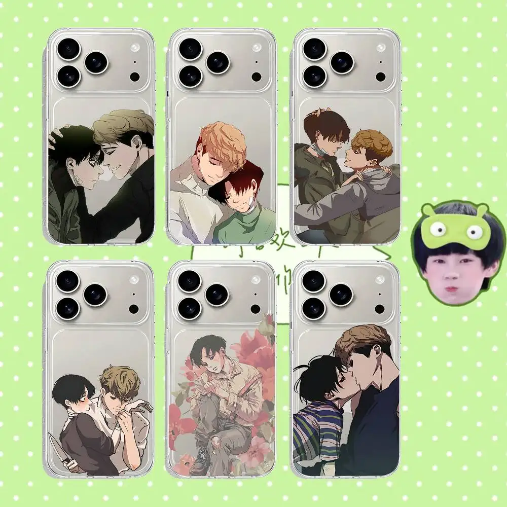 Funda Transparente Antigolpes para iPhone 17 16 15 14 Plus 13 12 11 Pro Max con Diseño de Comics Killing Stalking