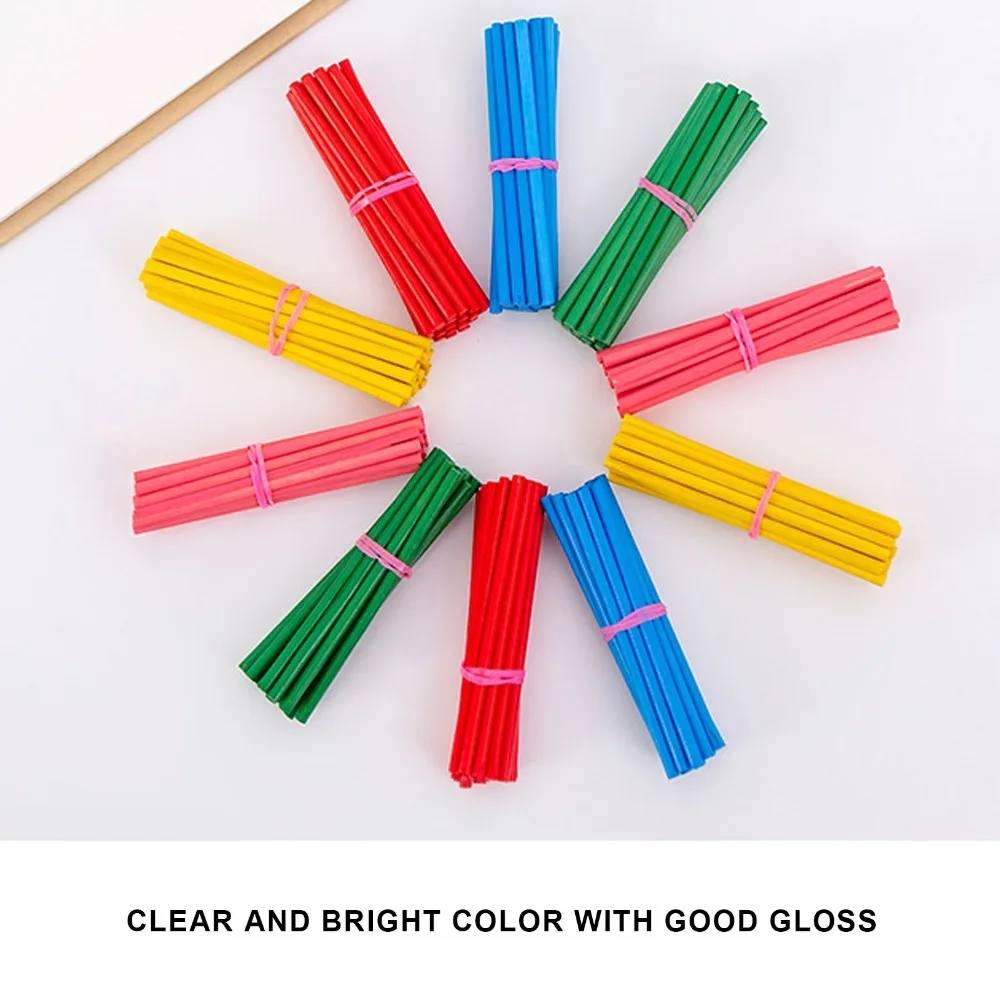 100Pcs Solid Core Counting Sticks Cylindrical Shape Box Packed Number Sticks Multi Color Smooth Surface Math Manipulatives