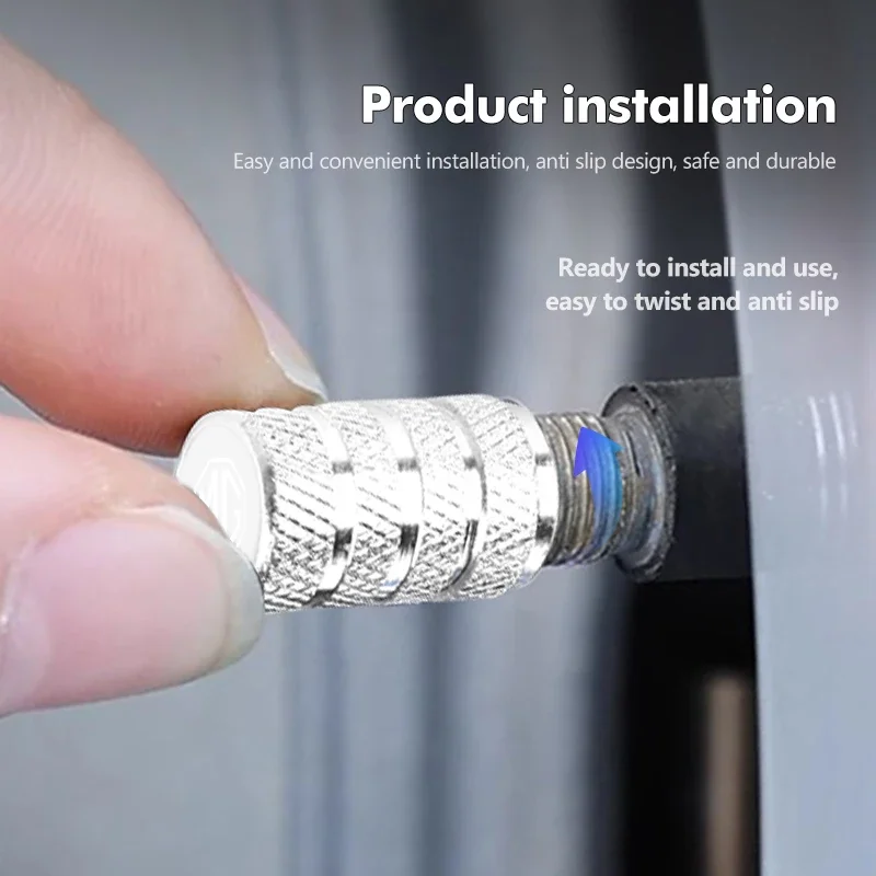 4x Universal Metallic Auto Tyre Air Valve Stem Cap Airtight Leakproof Guard Sleeve For MG/GT/ZS/ZX/HS/GS/MG3/MG4/MG5/MG6
