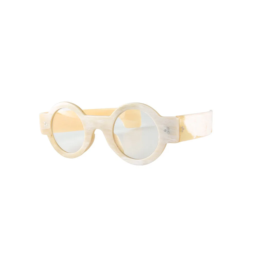 

Man Glasses Frames Unique Prescription Handmade White Horn Women Eyeglass Frames Round Retro Vintage Optical Lenses Eyeglasses