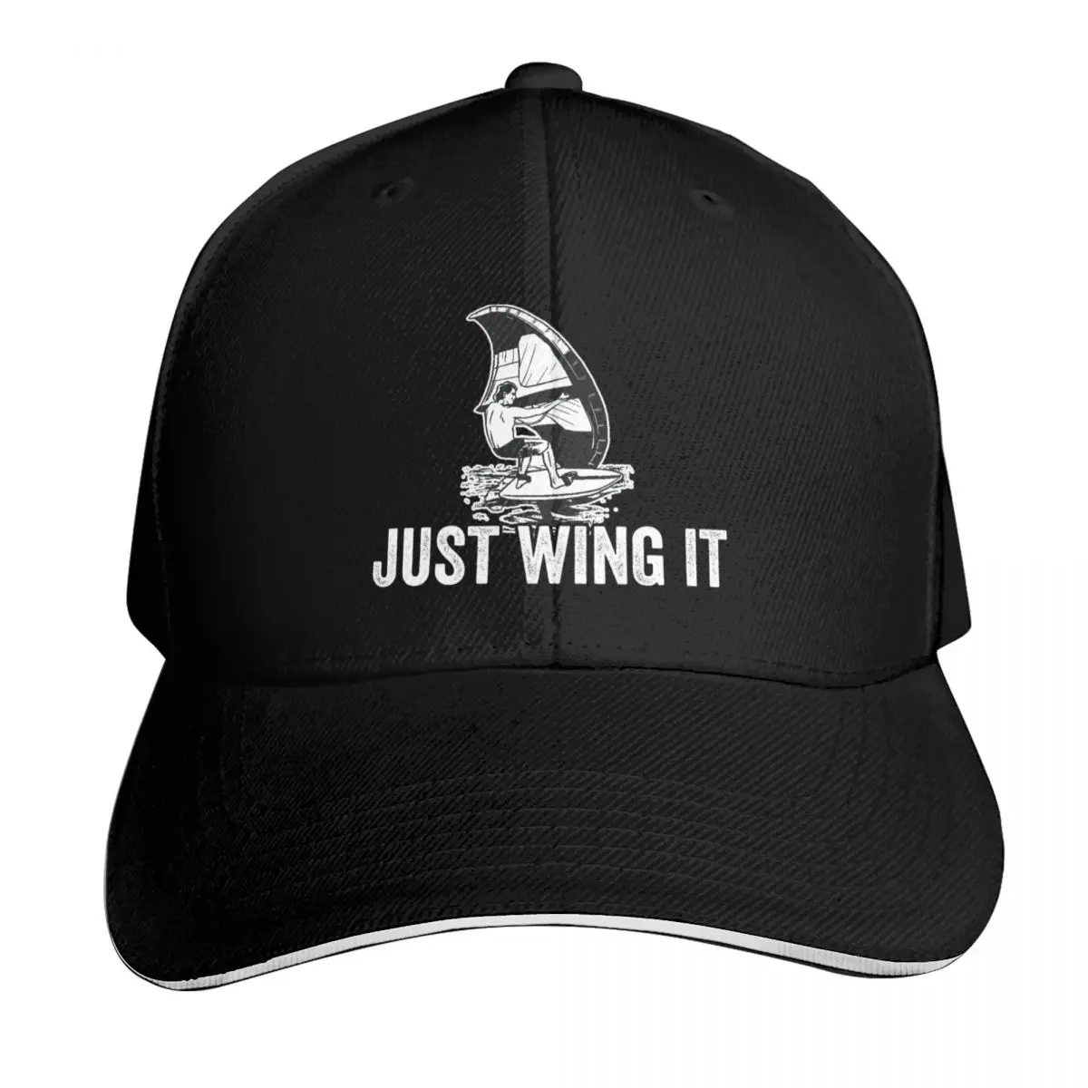 

just wing it funny wing foil design great gift for wing surfer - foiling lovers Baseball Cap Luxury Hat For Men Women's