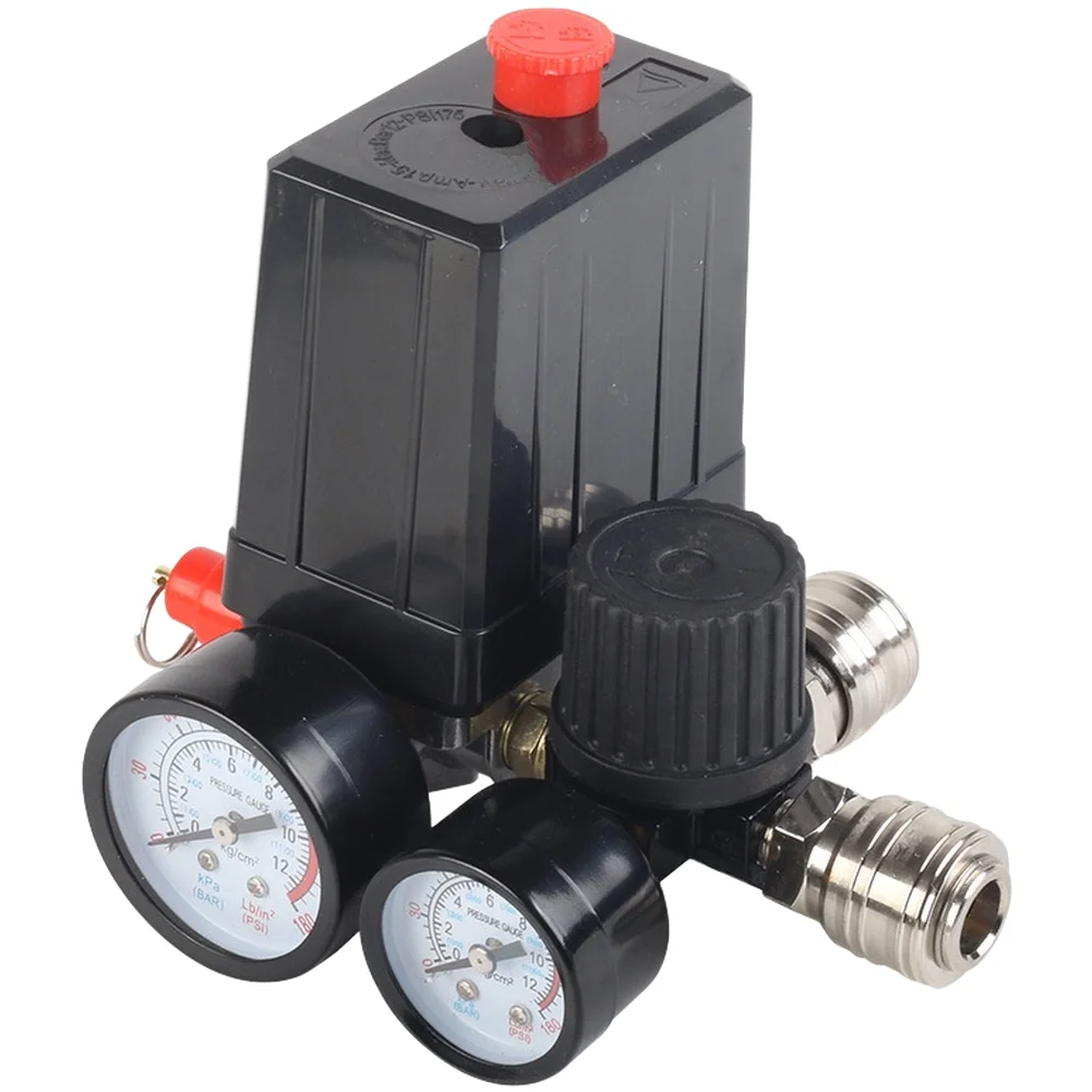 

Регулятор давления 220В, 4-портовый, регулируемый, 90-120 PSI, для воздушного компрессора, компактный, 16x9.5x10.5 см, из стекловолокна и нейлона
