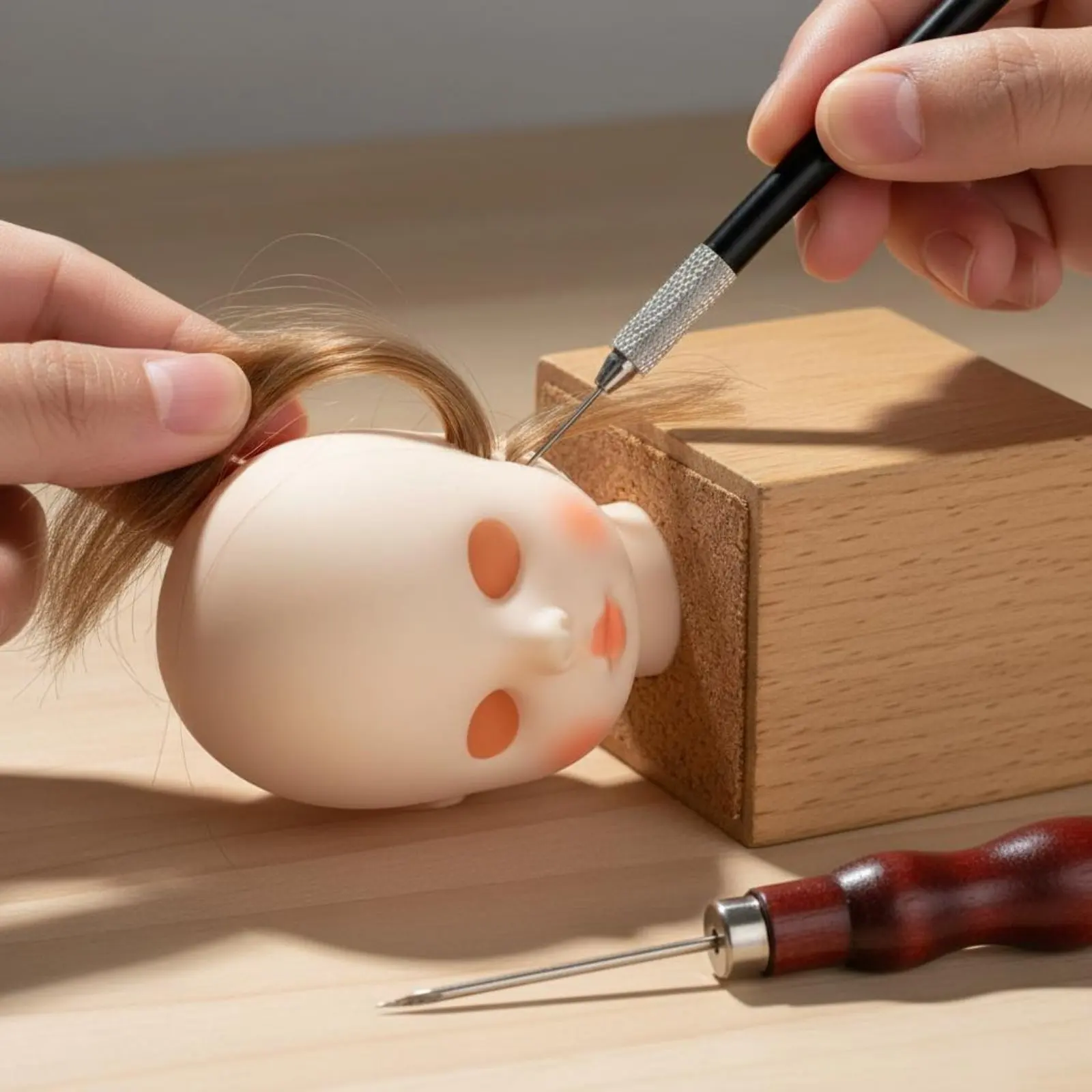 

Набор для пересадки волос кукол из 14 предметов, различные размеры, инструменты для рукоделия, материалы для DIY-проектов, деревянная ручка