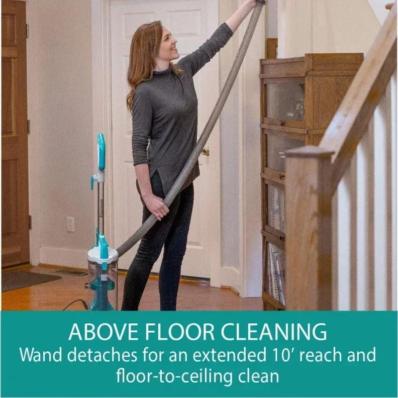 QWKenmore DU2012 مكنسة كهربائية مستقيمة بدون كيس بمحركين، منظف سجاد خفيف الوزن مع خرطوم 10 بوصة، فلتر HEPA، 2 تنظيف أيضًا