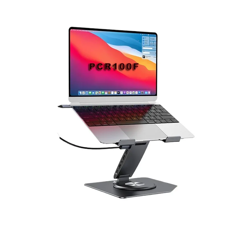 Computer desktop bracket with 12 docking stations can be lifted and lowered 360 rotating 4K screen projection y