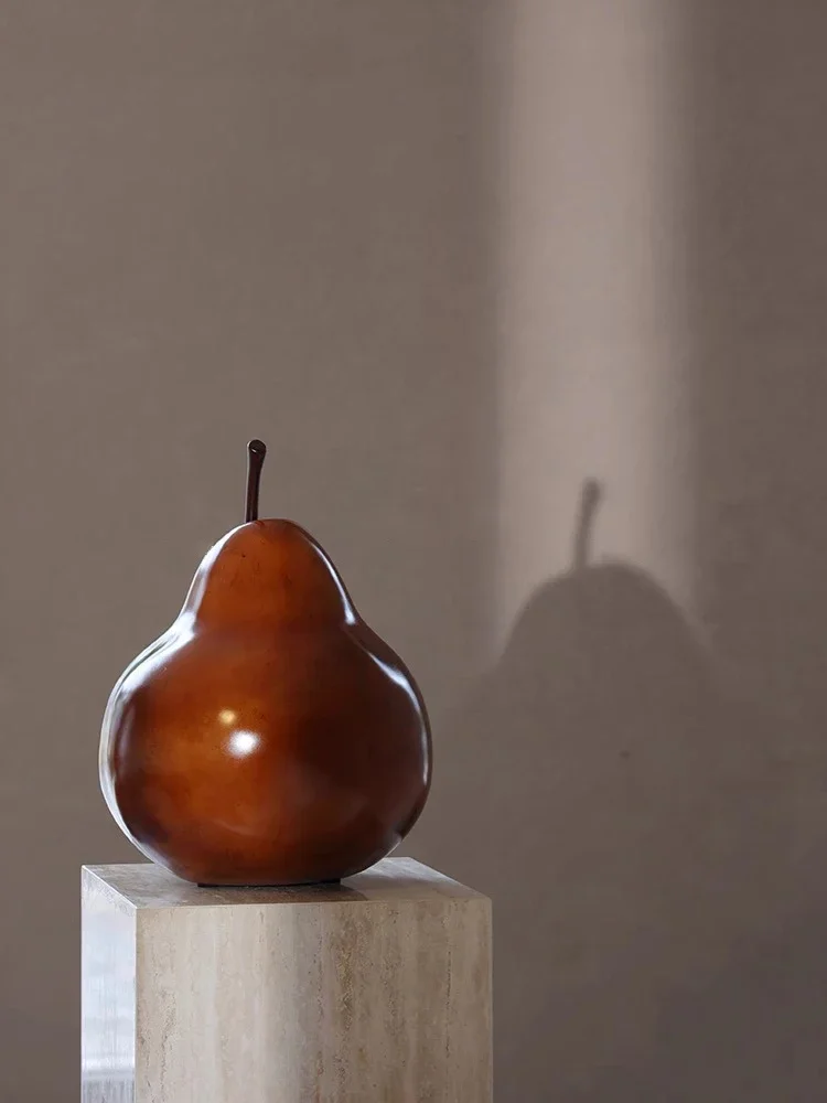 oo-Modern Nordic Style Pear Ornament Model,Home Office Wine Rack Desktop Decoration Statue,Resin Crafts Decor Accessories Gift