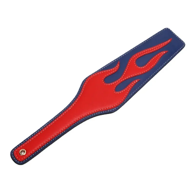 PU Leather Spanking Paddle Cavalo Chicote, Flame Pattern, Enhance Pain Slapper, Deluxe Equitação Chicote Colheita, 35,5 centímetros