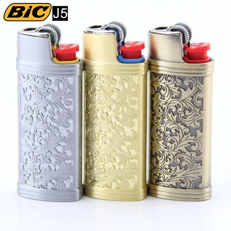 DOLPHIN Alloy Metal DIY Lighter Case Cover for For BIC Lighter Model  Small J25 Large J6 Metal Shell