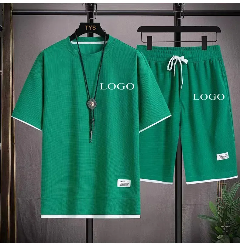 2024 Your Own Design Brand Logo/Picture Personalized Custom Anywhere Men Women DIY Waffle Short Sleeve Set Fashion New