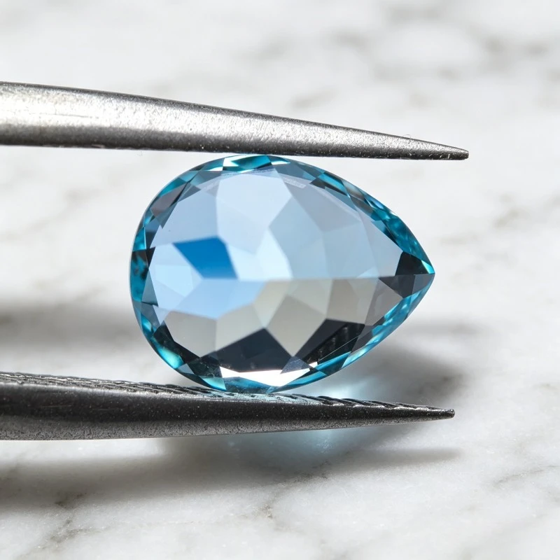 Laborgezüchteter Saphir in Birnenform, Aquamarin-Edelstein für DIY-Anhänger, Ringe, Halsketten, Ohrringe, Herstellungsmaterialien, wählbar mit Zertifikat – Detail 6