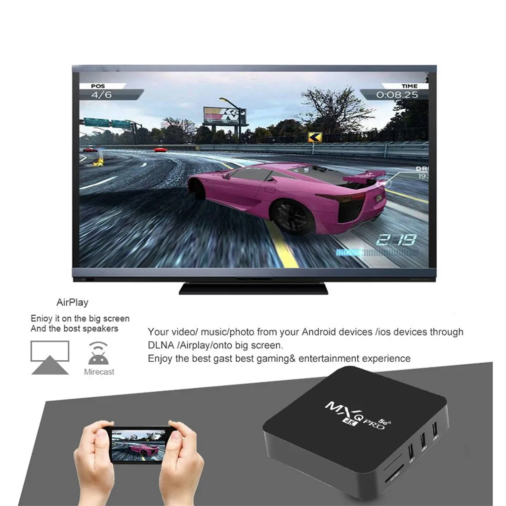 Mxq Pro 4k 2.4g/5ghz Wifi Android 9.0 Quad Core Smart Tv Box Media Player 1g+8g 2024 Party Favors