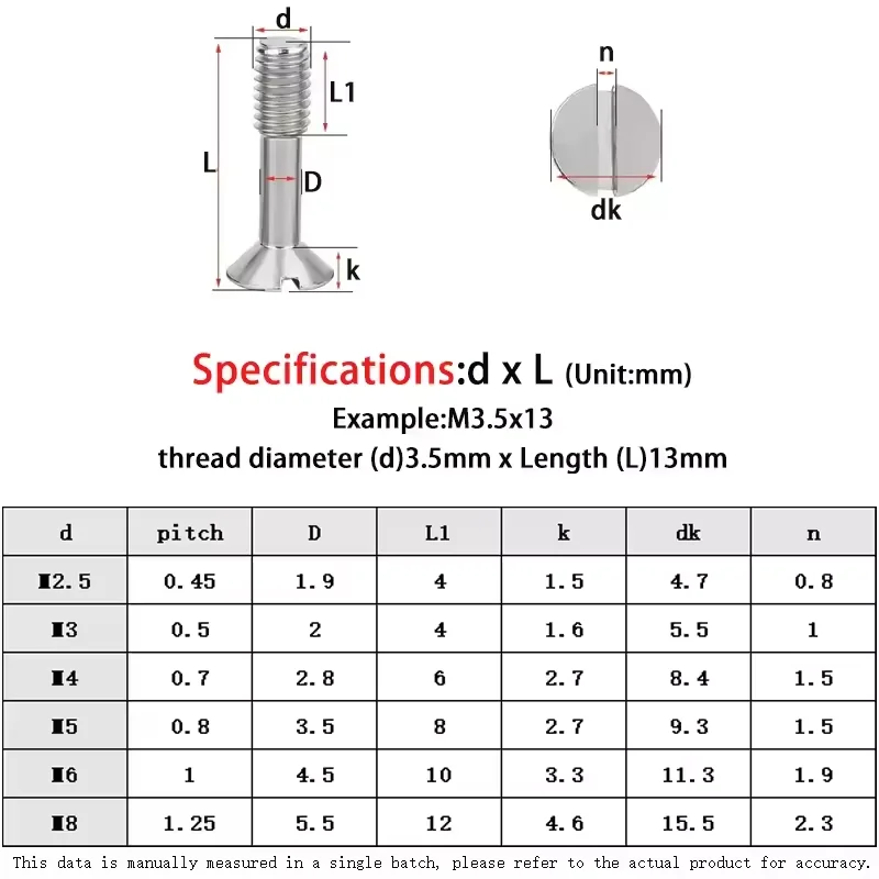 1-5pcs 304 Stianless Steel Slotted Countersunk Head Screw M2.5 M3 M4 M5 M6 M8 Half-Tooth Flat Head Anti-Falling Bolt GB68