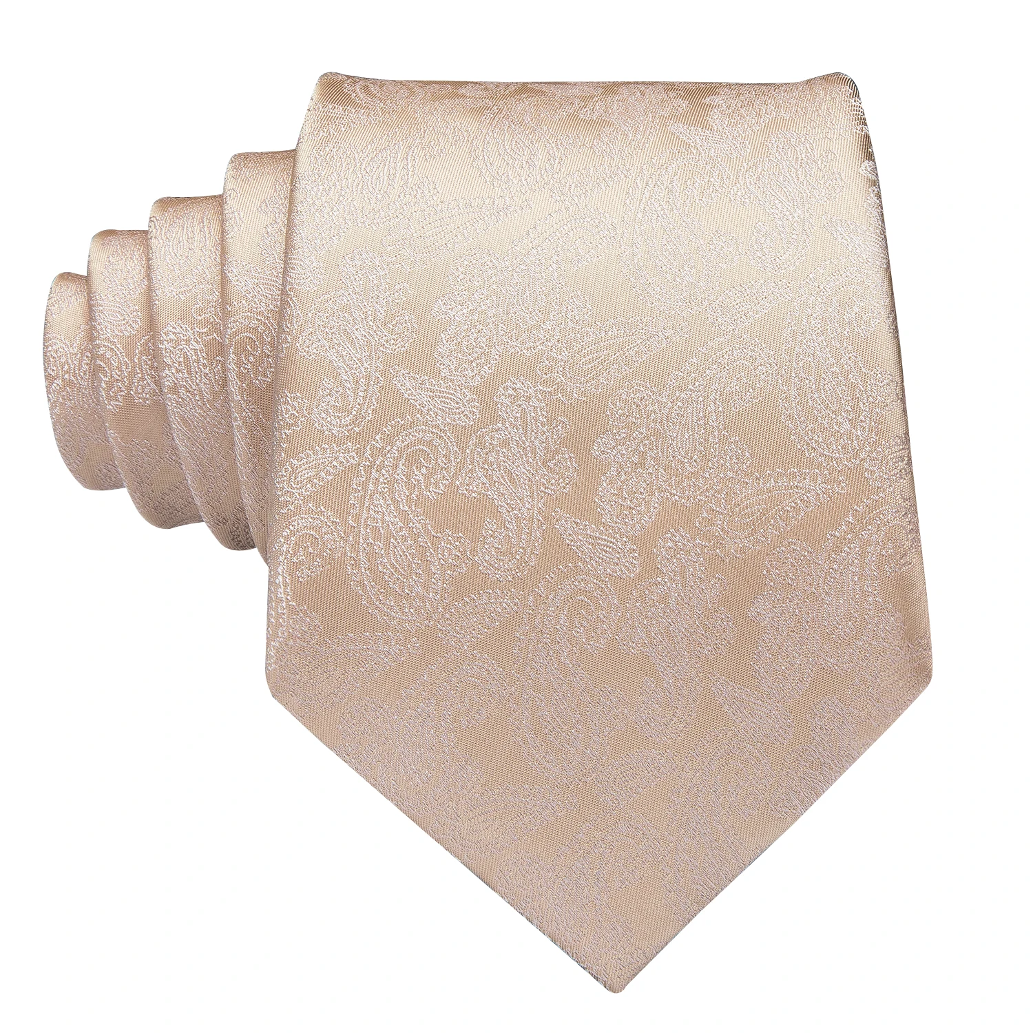 Men's Champagne Ivory White Solid Tie & Cufflinks Set, Wedding