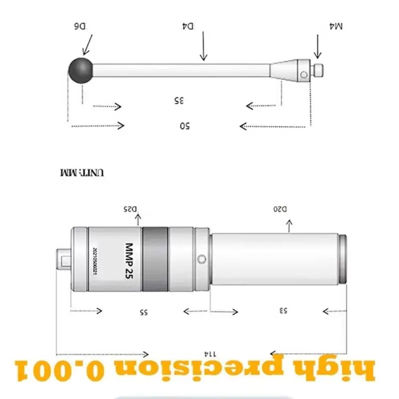 AAAAA3D Light Edge Finder CNC Machining Center Sub-center Rod Detection Sensor Glowing Sound High Precision 0.001mm MMP25