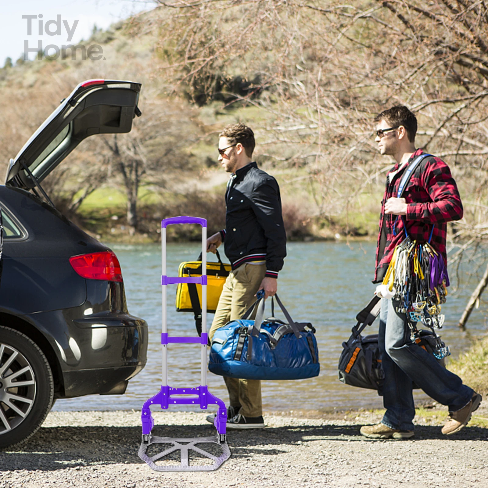 

Portable Aluminium Cart Folding Dolly Push Truck Hand Collapsible Trolley Luggage Purple tool box with wheels caixa ferramenta