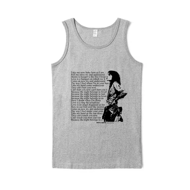 

Patti-Smith, A Punk Female Singer, Is A Rock and Artistic Summer Vest with A Halter Top and Sleeveless T-shirt