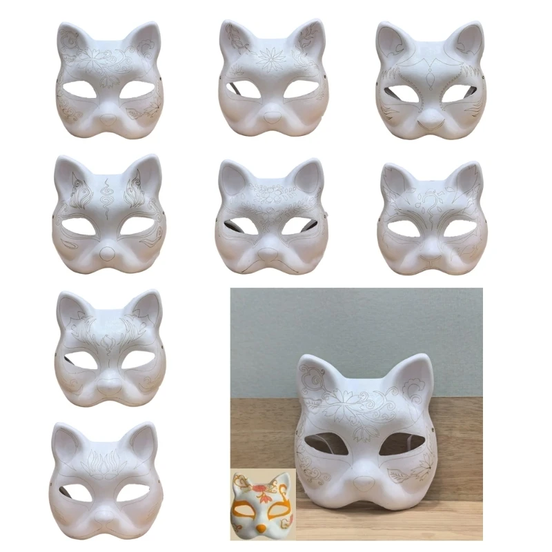 Paper Mask Half Face Mask Unpainted Masquerades Mask DIY Hand