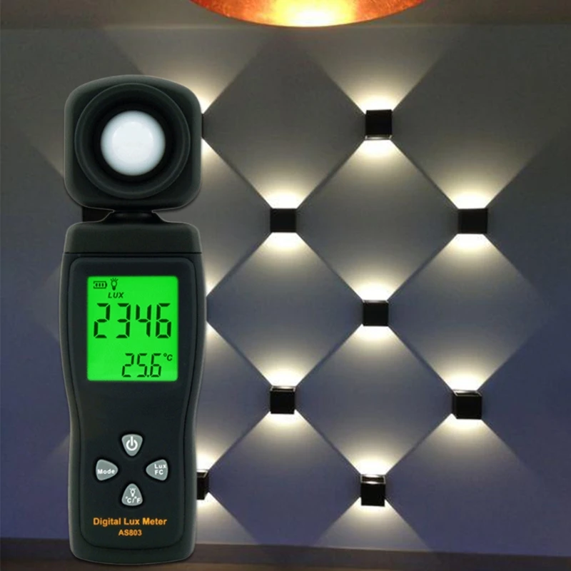 AS803 Luxmeter Digital Light Meter for Lux Meter Photometer Radiometer LCD Handheld for Led Garden Grow Lights Aquarium