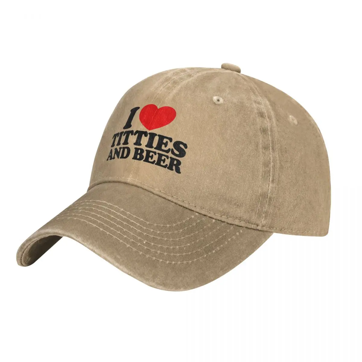 I Love Titties And Beer Baseball Cap Hippie Breathable Washed Trucker Hat Unisex-Teens Fitted Retro Custom Logo Snapback Cap