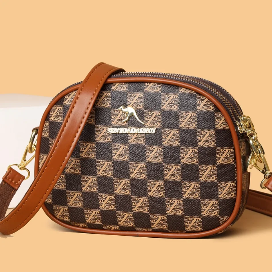 Designer New Pattern Shoulder Bag for Women High Quality Portable Grid Color Matching Crossbody Bags Classic Trendy Circular Bag