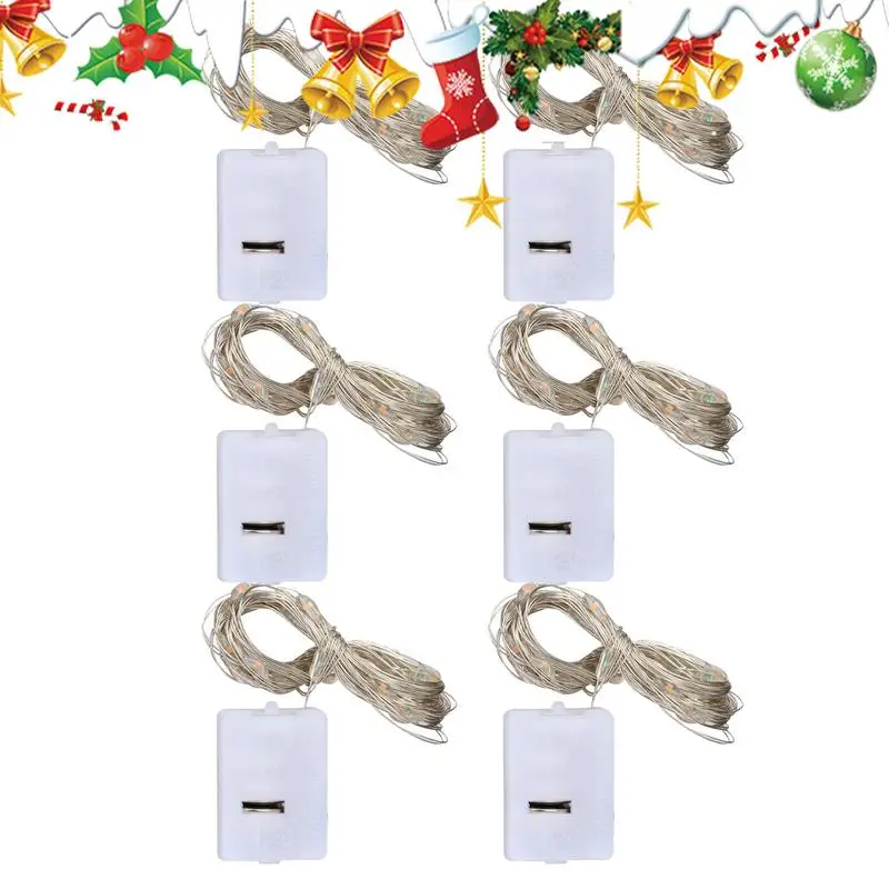 6PCS LED Wire String Light Battery Operated Copper Wire Fairy Lights For Wedding Patios Party Garden Decoration Waterproof Lamp