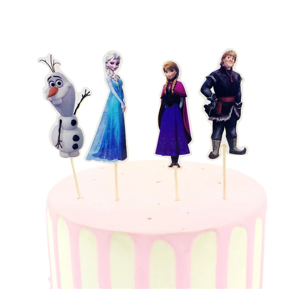 Frozen Theme 24pcs/lot Cake Decorations Cake Topper Kids Girls Birthday Party Supplies Baby Shower Gift Cupcake Picks