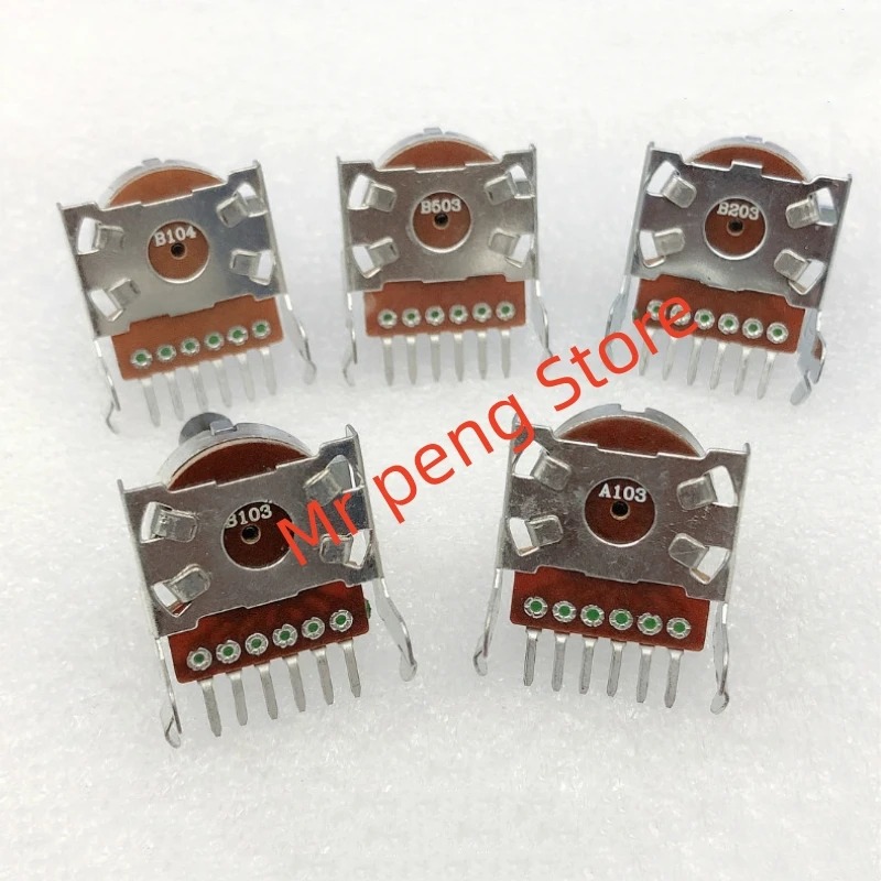 1pcs for Type 161 old power amplifier volume potentiometer single row 6-pin B100K B50K B20K B10K plum handle