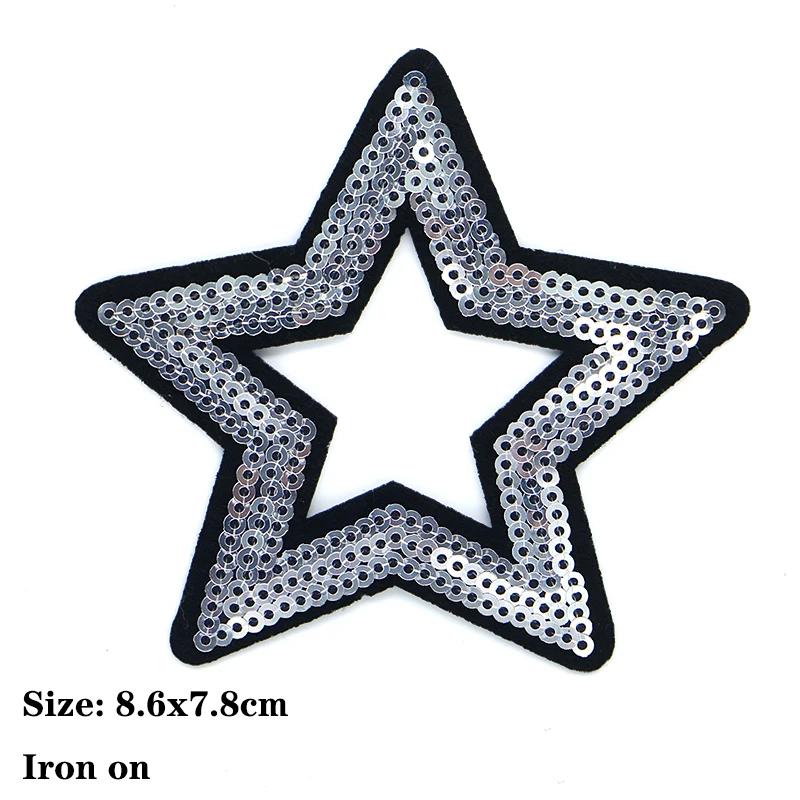 Hollow Out Stars Shiny Star Sequin Icon Chenille Embroidered Applique For Clothing Sew on DIY Iron on Patches on the stickers