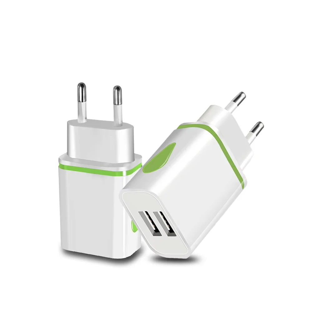 

USB Charger LED Travel Fast Charging Adapter Portable Dual Wall Charger Mobile Phone Chargers For iPhone13 12 Samsung S21 Xiaomi