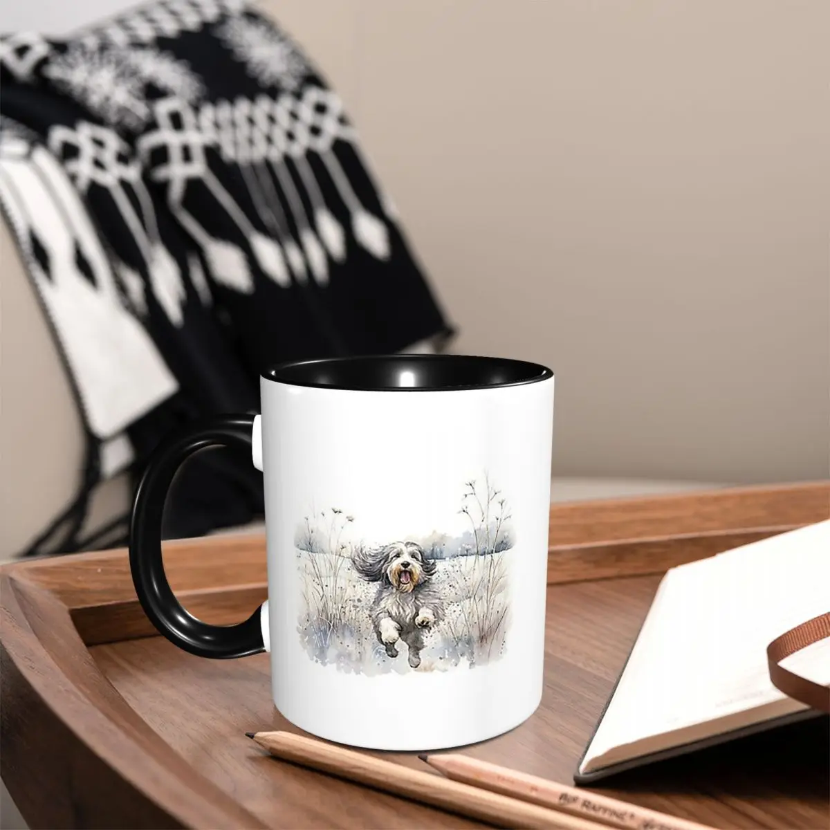 Bearded Collie Dog Paw Prints Mug Funny Ceramic Coffee Cups Tea Mugs Milk Cup Drinkware Gifts for Friends
