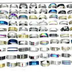 100pcs Men Women Rings Stainless Steel Fashion Trendy Jewelry Set Party Gifts Wholesale Lot Variety of Styles