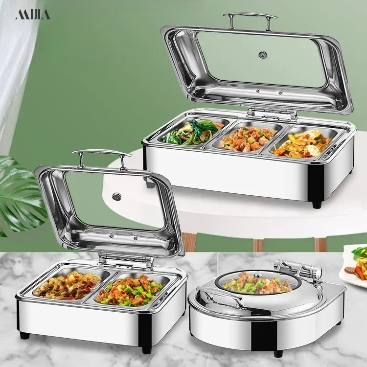 Luxury electric heating buffet furnace thick stainless steel insulation furnace hotel canteen breakfast soup pot