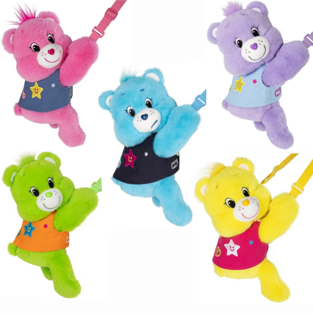 

Care Bears 3D Plush Crossbody Backpack 30cm Kawaii Stuffed Animal Bear Shoulder Purse Girls Bag Travel Shopping Daily Use Gift