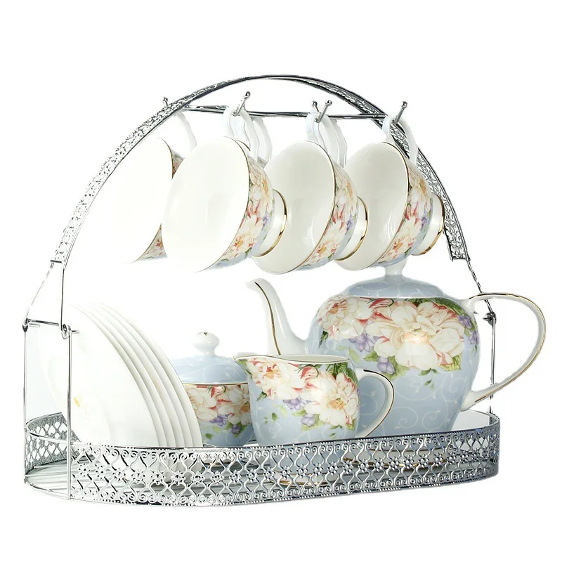 European-style Silver-plated Coffee Cup Holder Home Crafts Iron Rack Saucer Holder Lace Wire Cup Saucer Holder Iron Crafts