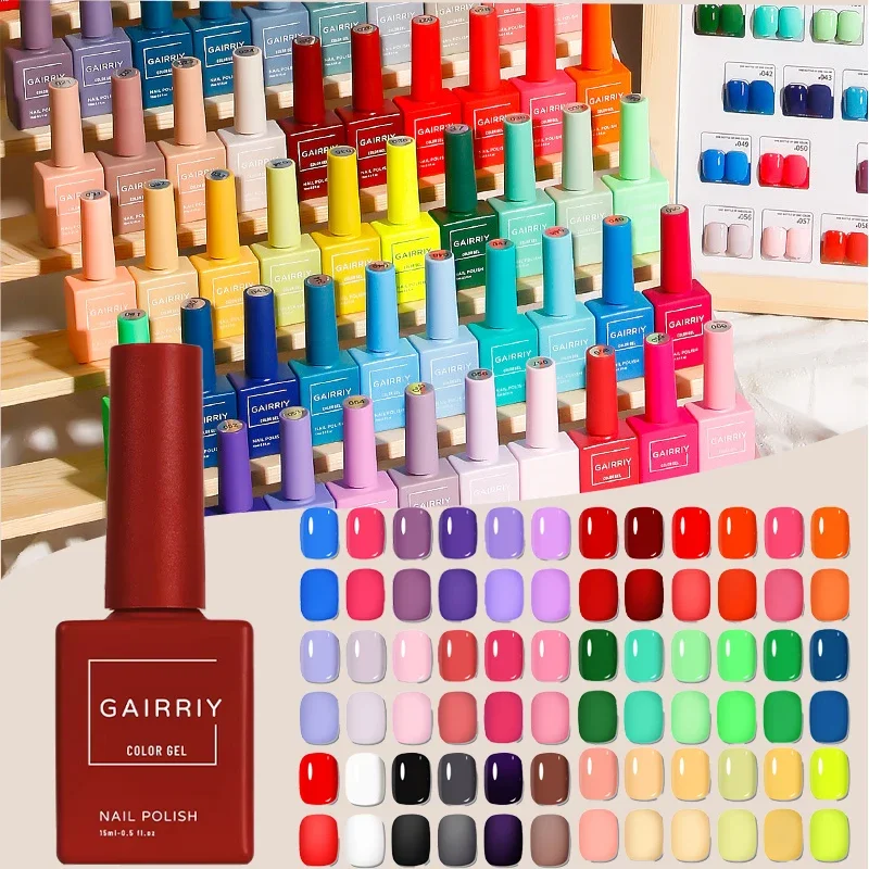 GAIRRIY 15 ml farbiger Nagelgellack, Wasserlicht, semipermanenter Lack, Soak Off Nail Art Base Top Coat UV-LED-Gel-Maniküre