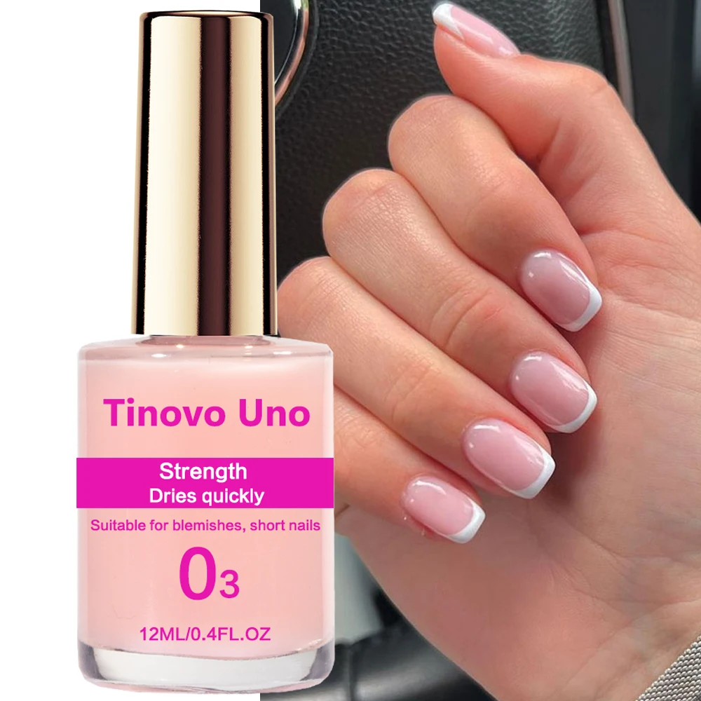 Tinovo Uno ピンク爪強化剤速乾性ネイルアートトリートメント成長明るいオイル通常のマニキュアシーラーマニキュア修理用