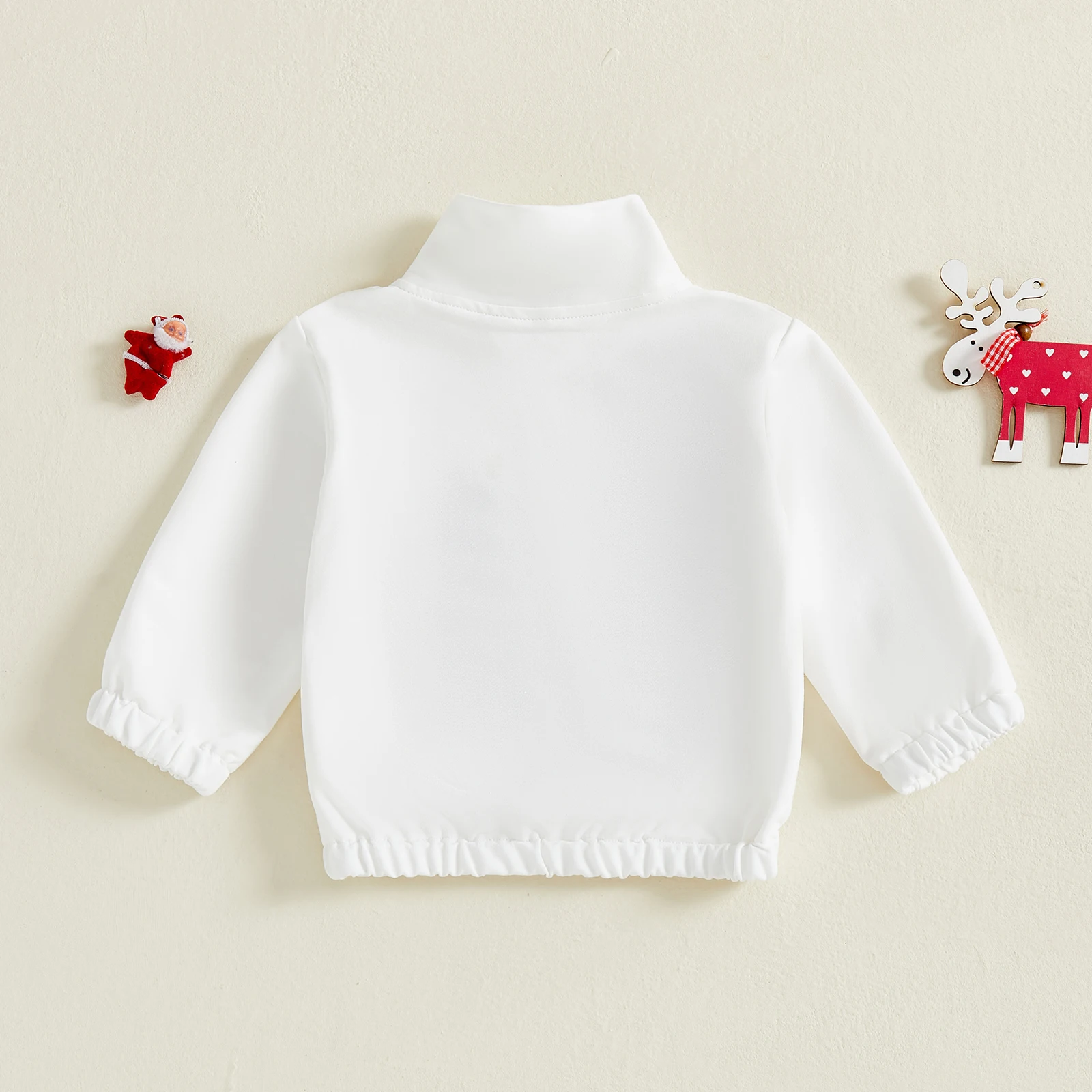 2026 السنة الجديدة طفل رضيع عيد الميلاد تي شيرت موضة الطفل عيد الميلاد الشتاء المطرزة نصف زمم الوقوف طوق كم طويل بلايز #2