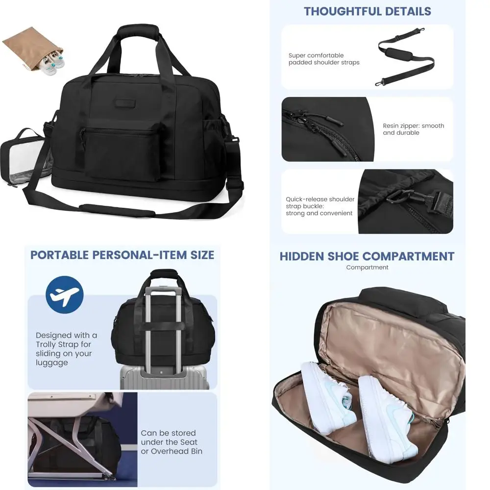 

Женская дорожная спортивная сумка выходного дня с отделением для обуви, спортивной сумкой, косметической сумкой и личным носителем для ручной клади