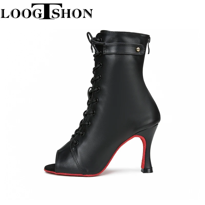 Bottes noires a talons hauts pour femmes, talons aiguilles fins, chaussures de dance latine, salsa et tango